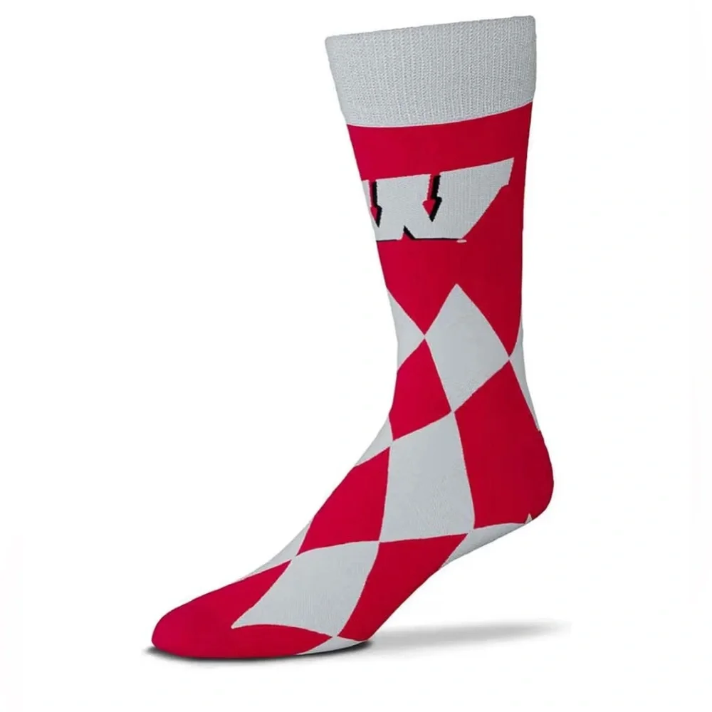 S5 NWT For Bare Feet Big Diamond Socks - Wisconsin Badgers -‎ OSFM
